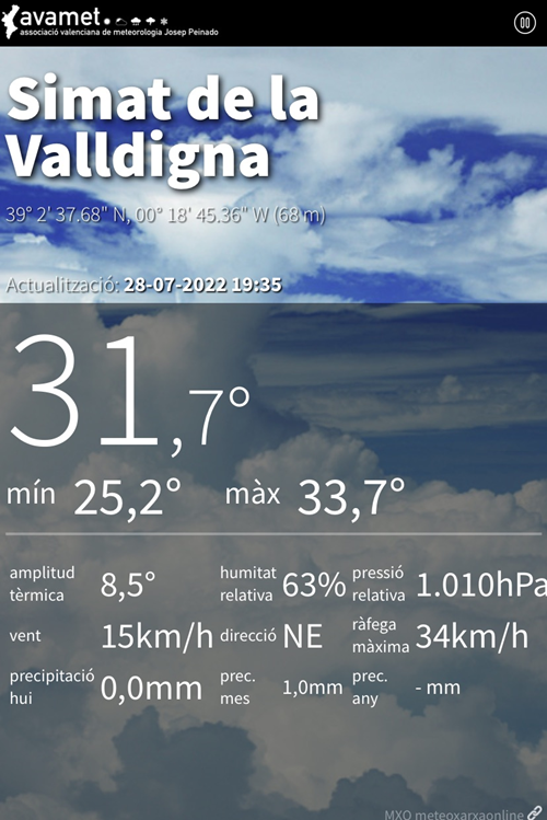 AVAMET - MXO el temps  el tiempo Simat de la Val2