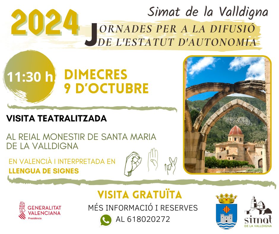 VISITA MONESTIR VALLDIGNA ESTATUT 2024